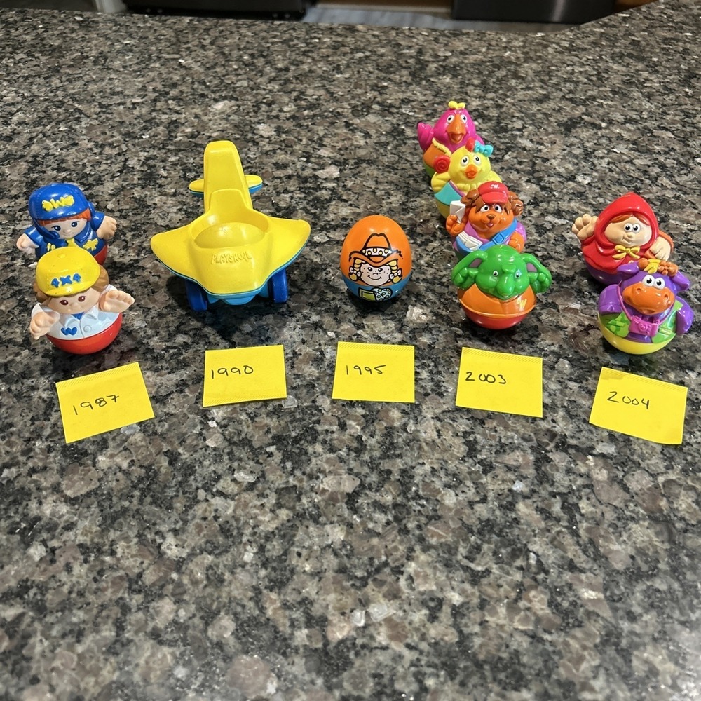 Vintage Lot Hasbro Playskool Weebles Wobble Animals, People & Plane 1987-2004